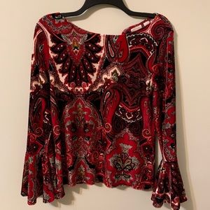 CHICO’S Velour Top with tie back, size 0
